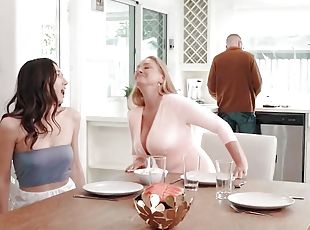 Blonde MILF Wendy Raine Rubs Her Stepdaughter Maya Woulfe&#039;s Pussy Then Gives Her A Dildo To Sit On - Reality Kings