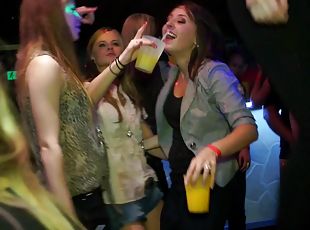 Drinking fuels the night club orgy with gorgeous ladies fucking