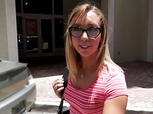 Amateur blonde girl Chase takes money to give a blowjob to a stranger
