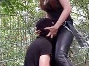 Public ass fuck and deep throat for femboy with Mistress. Full vide...