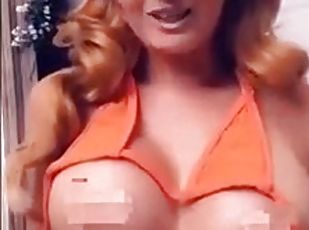 Big tits blonde cosplayer finally shows tits