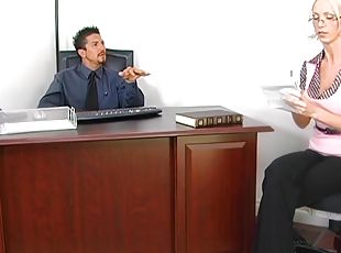 Fucking in the office with fake tits blonde secretary Nikki Benz