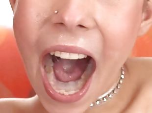 Hot blonde Sarah 2 deepthroats and eats the sweet cum