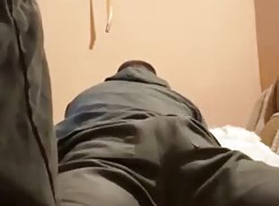 Horny guy fucks the bed and moans! Damn pillow! I cum without using...