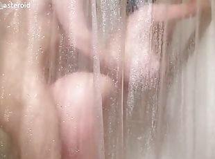 bañando, amateur, ducha