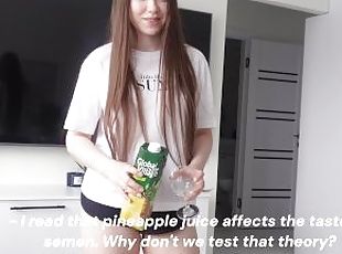 Stepsister decided to see if pineapple juice affects the taste of c...