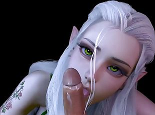Forest Elf with Stunning Green eyes gives Blow job in POV : 3D Porn 