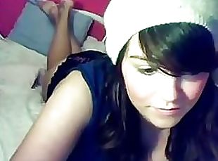 Extremely Sexy Brunette Emo Teen Showing Her Natural Tits On Webcam