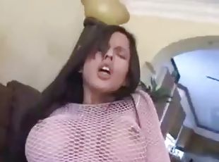 Brunette with big tits gets anal POV