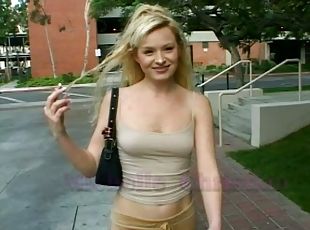 This cute blonde with nice natural tits is fucking hardcore for thi...