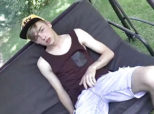 onani, utendørs, offentlig, skinny, homofil, handjob, massasje, pov, hage