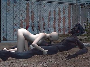 Bald 3D cartoon babe getting fucked by a monster