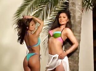 Bikini Latinas exposing their perfect bodies to the camera