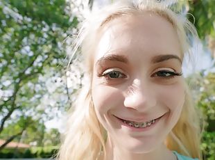 Don't Break Me - Blond Hair Babe Braceface Begs For Big One-Eyed Sn...
