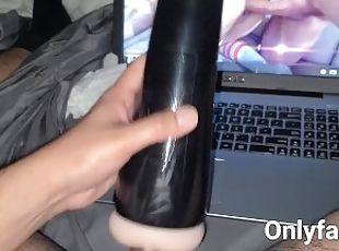 Latin Guy shoots stream of Cum with Fleshlight to hot 3sum 4k
