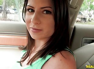 Seducing Kendra Kas in a car and wrecking her slippery pussy