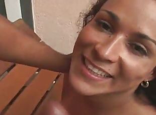 This shemale is shoving her cock wherever she feels like it