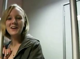 Cute Blonde German Amateur Blowjob In Train