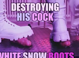 Slave POV of Tamy destroying your cock in white snow boots with an ...