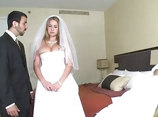 Slut with big tits gets fucked in wedding dress