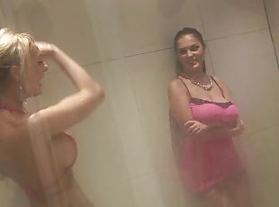 banhos, hardcore, estrela-porno, preto, a-três, chuveiro