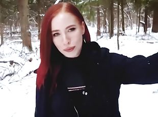 Molly Redwolf - Fucked A Naked Bitch In The Winter Forest. Cum In H...