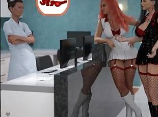 hemşire, irklararası, orta-yaşlı-seksi-kadın, arap, zenci, grup-sex, 3d