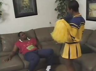 Ebony cheerleader is going for a huge black one