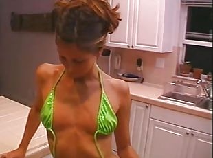 A Lady in Bikini with Small Tits Gets Banged In the Kitchen