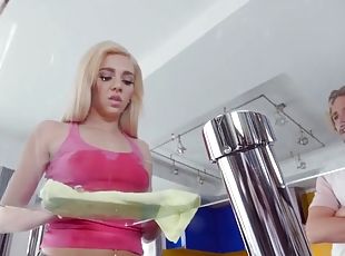 blowjob, tenåring, hardcore, kjøkken, ung-18, blond