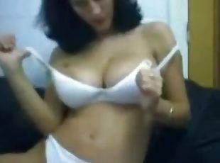 store-patter, skønheder, milf, webcam, storbarmet, patter, solo, brunette, bh, drillende