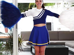 skønheder, cheerleder, solo, uniform, glamour, miniskørt