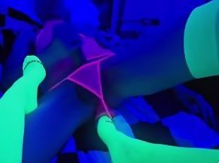 Trans and Domme Jerk Off Strap on and Blow Job  Blacklight - Lifest...