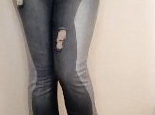 pisser, amateur, solo, jeans