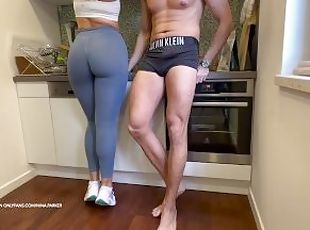 Gym Couple Dry Humping in Kitchen after Workout