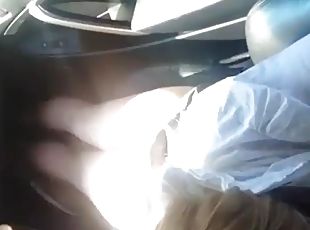 Guy spanks his gf while driving