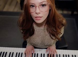 Music is fun when a student has no panties  piano lessons  SEX with...