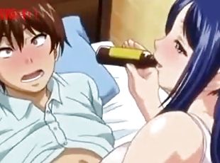 Anime hottie tries her best to seduce some guy indoors