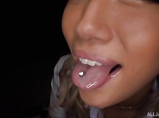 Sweet Aika is great at sucking her lover's erected prick