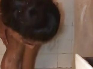 baignade, anal, ébène, black, douche, néerlandais