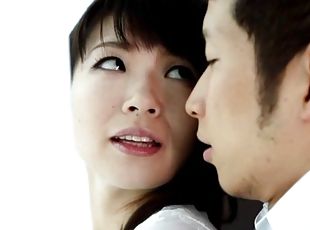 Accepting Asian damsel awarding her guy stunning blowjob before get...