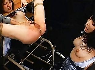 Miharu pussy fisted after a messy enema session with group