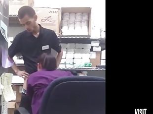 Asian fucked in the backroom at work