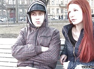 russisk, hardcore, par, rødhåret, virkelig