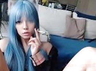 Adorable Egirl Smoking and showing her pussy (full vid on my ManyVi...