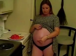 Solo Scene With Horny Pregnant Slut Rubbing Her Vagina