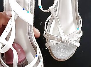 bought used white sandal wedge from Facebook marketplace played wit...