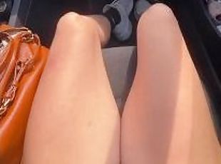 Sliding tshirt up showing panties in car Passenger Princess