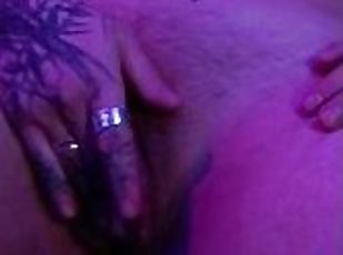 Horny tattooed FTM teases and plays with his swollen cock and squir...