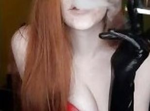 amatør, par, rødhåret, fetisj, alene, røyking, tattoo